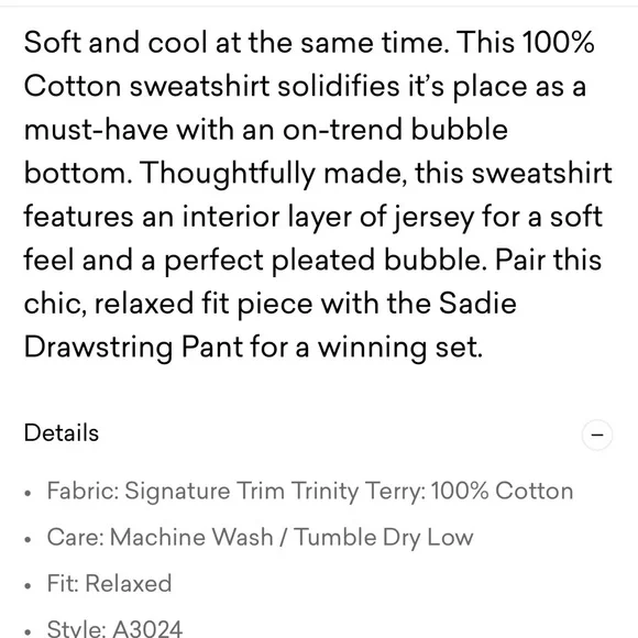 Michael Stars Mariah Bubble Sweatshirt in Sachet (dusty pink color) Small NWT - Picture 2 of 6